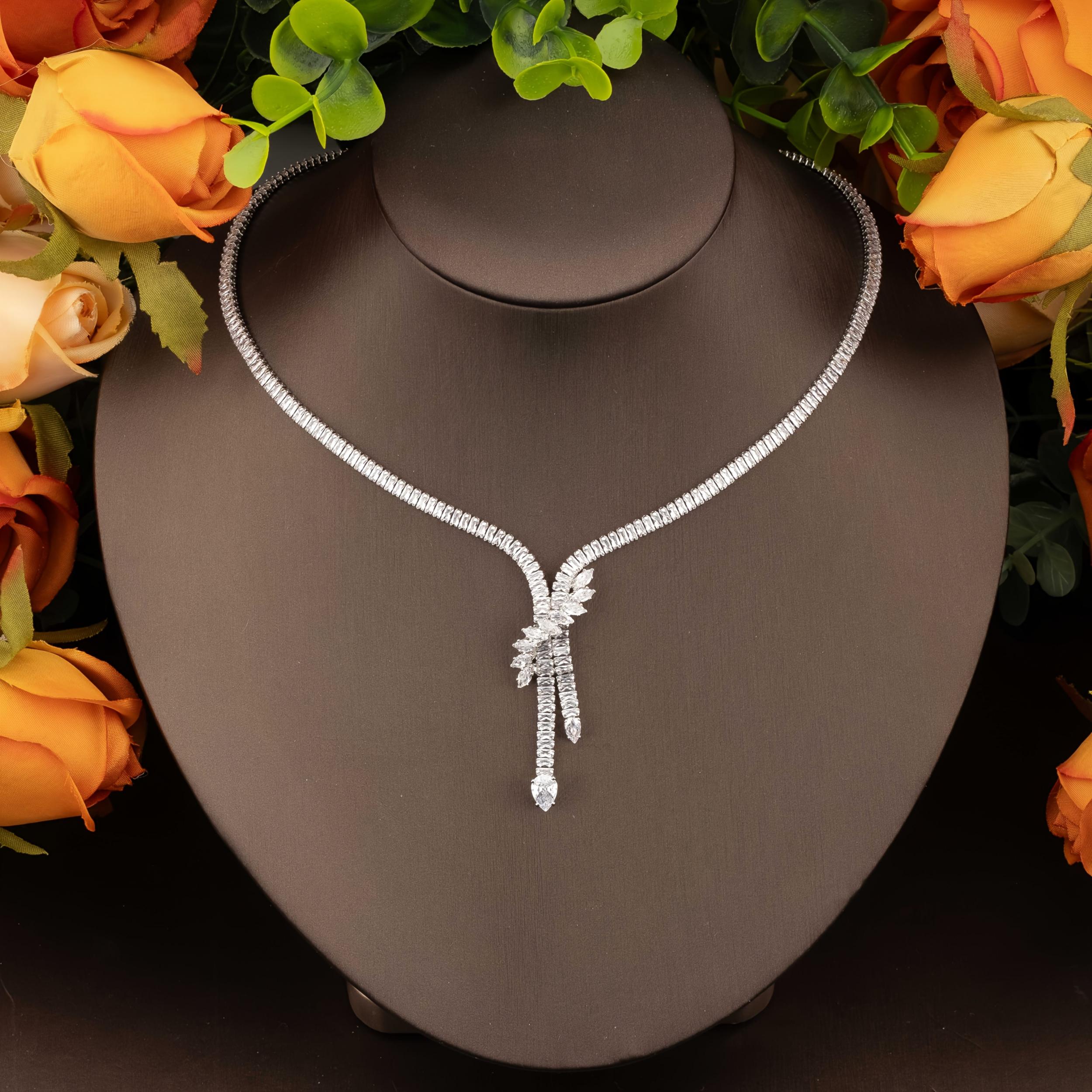 Elegant CZ Vine Jewelry Set for Women's Wedding
